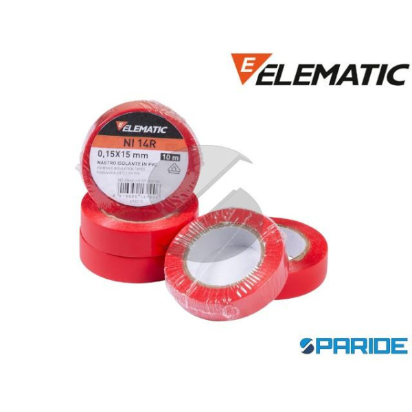 NASTRO ISOLANTE PVC 0,15X15 10MT ROSSO ELEMATIC