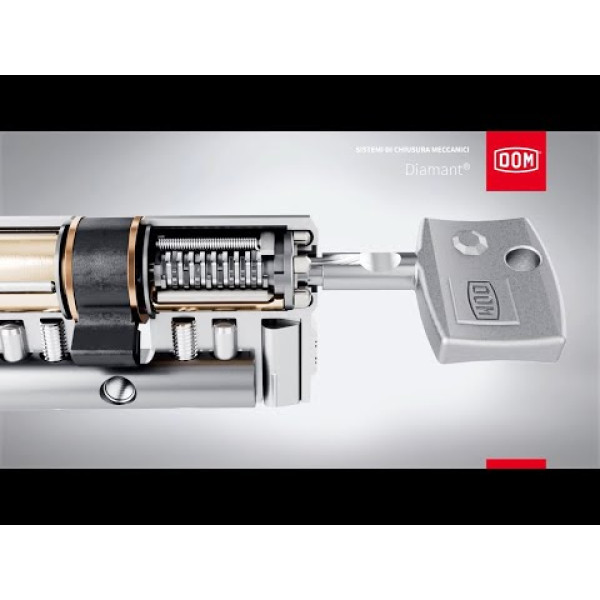 CILINDRO DOPPIO L 100 DIAMANT DOM NIKEL SATINATO A=30 B=70 FRIZIONATO 5 CHIAVI