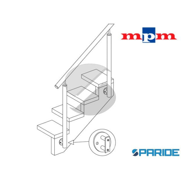 ANCORAGGIO PARETE PER TUBO D 42,4 MM CON DISTANZIALE IN ACCIAIO INOX AISI 304 MPM