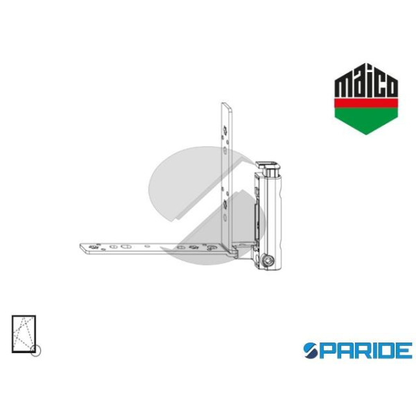 ANGOLO CERNIERA 12\18-9 SINISTRO 52395 MAICO AD INCASSO CON FISSAGGIO BATTUTA