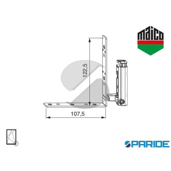 ANGOLO CERNIERA 4\18 - 12\18-9 DESTRO PORTAFINESTRA 55067 MAICO