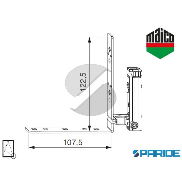 ANGOLO CERNIERA 4\18 - 12\18-9 SINISTRO PORTAFINESTRA 55068 MAICO