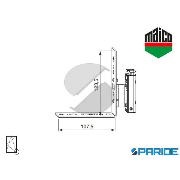 ANGOLO CERNIERA DT130 12/20-9 DESTRO 54688 MAICO P...