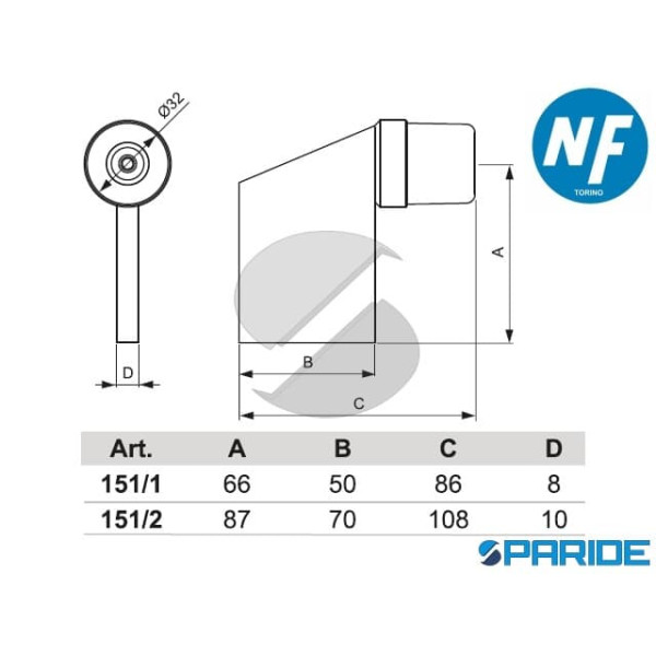 ARRESTO DI FINE CORSA 151 2 A PARETE NOVA-FERR
