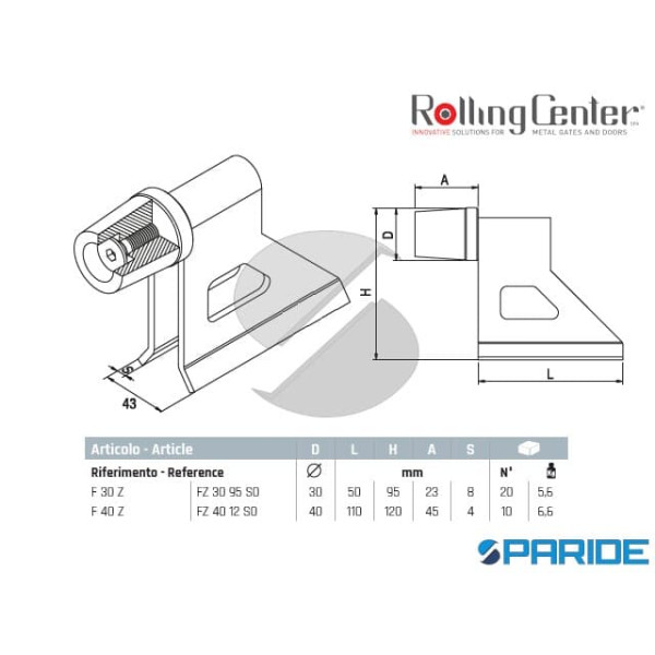 ARRESTO DI FINE CORSA F40Z ROLLING CENTER PER CANCELLO