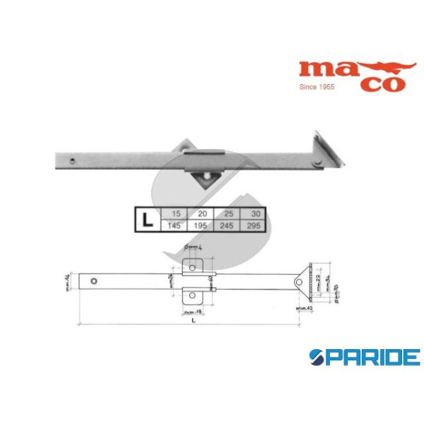 ASTA SNODATA 250 MM A SCATTO OTTONE 0214 MACO