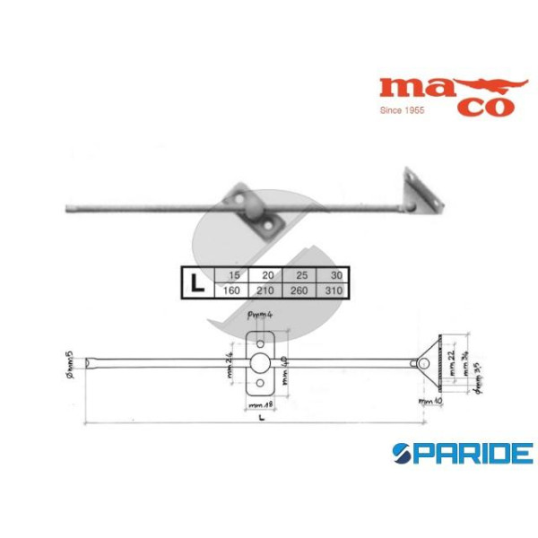 ASTA SNODATA 250 MM OTTONE LUCIDO 0144 MACO