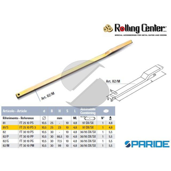 ASTA SUPERIORE 82M PER PORTONE ROLLING CENTER