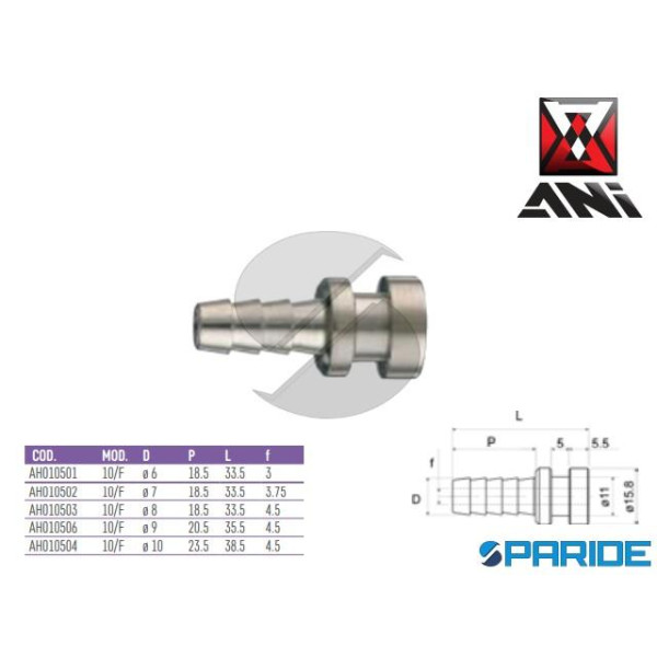 ATTACCO A BAIONETTA CON RESCA D 10 MM 10\F AH01050...