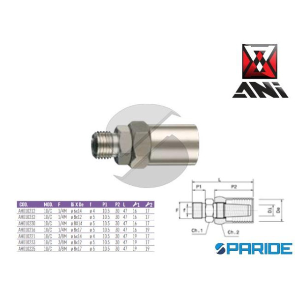 ATTACCO FILETTATO MASCHIO 6X14 10\C AH010221 CON M...