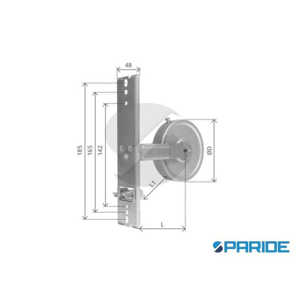 AVVOLGITORE INTERASSE VARIABILE 142 165 185 MM 6 MT PER TAPPARELLE CON  PLACCA INOX