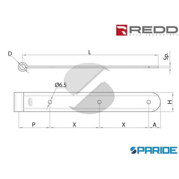 BANDELLA DIRITTA L 35 CM D 10 120 REDD ROTONDA RIGATA OCCHIOLO CENTRALE H34 NERA