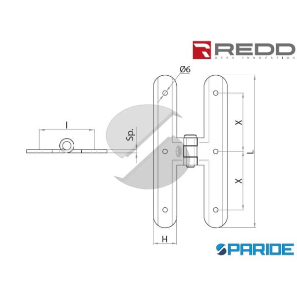 BANDELLA DOPPIO T L 20 CM 210 REDD ROTONDA RIGATA H 30 PERNO SFILABILE NERA