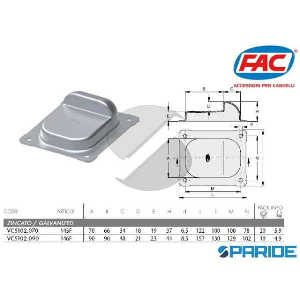 BATTENTE A TERRA 145F CON FLANGIA PER CANCELLO FAC...