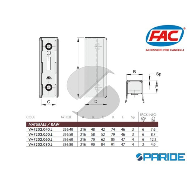 BATTENTE CHIUSO PER SERRATURA A GANCIO 35560 FAC VA4202060L