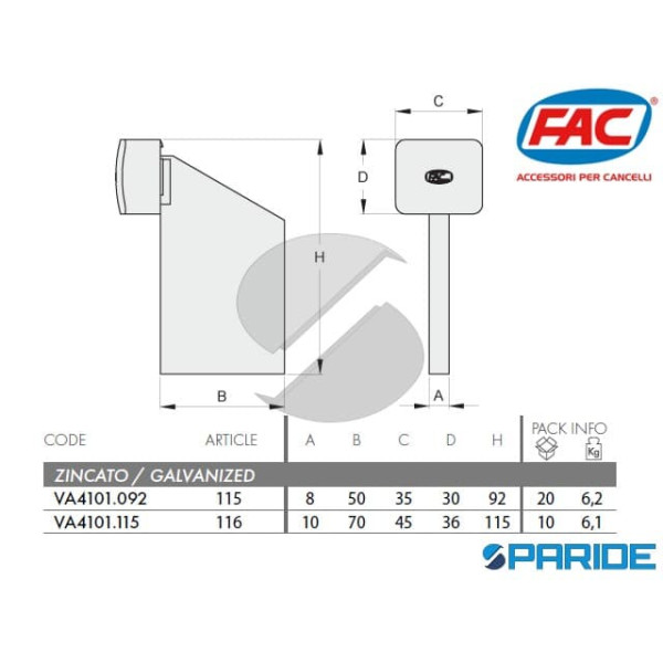 BATTENTE DI ARRESTO A TERRA 116 FAC VA4101115