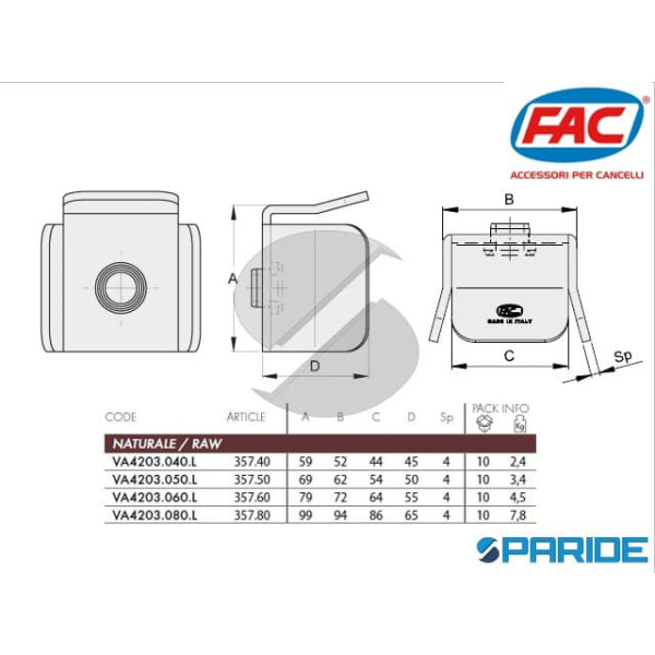 BATTENTE DI SICUREZZA 357 60 FAC VA4203060L