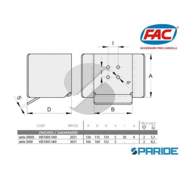 BATTENTE PER RUOTA ESTREMITA 2031 AUTOPORTANTI FAC VD1301100