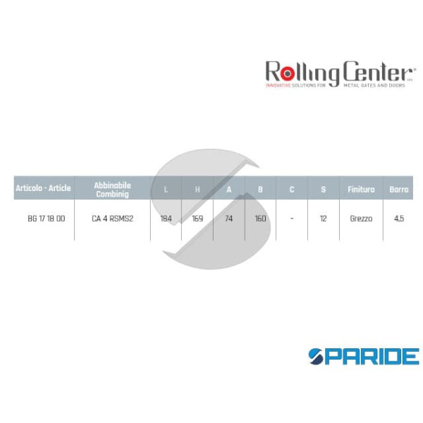 BINARIO GIPI4 RSM 4,5 MT PER CARRELLI AUTOPORTANTI ROLLING CENTER