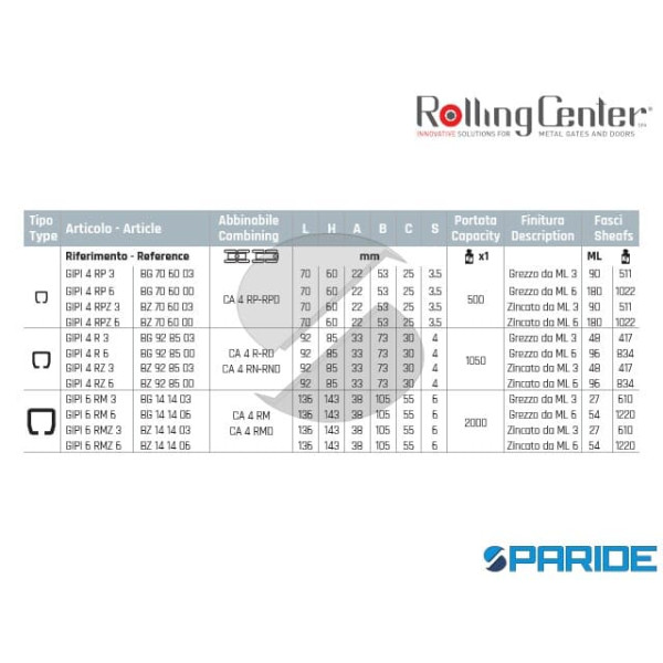 BINARIO GIPI6 RMZ 6 MT PER CARRELLI AUTOPORTANTI ROLLING CENTER