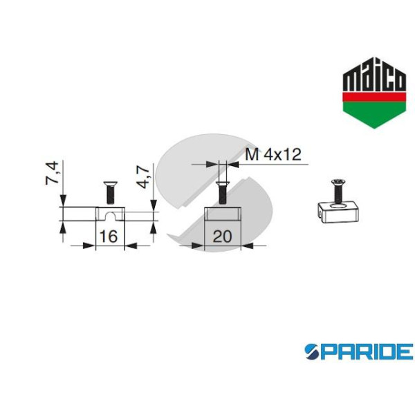 BLOCCO CHIUSURA HS 103060 PER CARRELLI HS CANALINO...