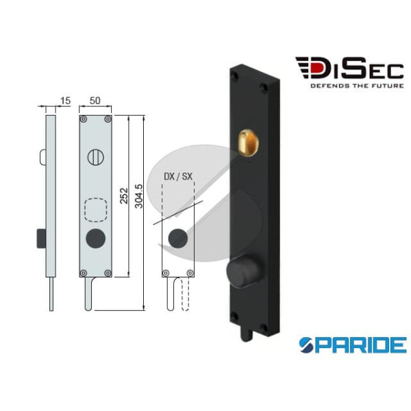 BLOCCO PORTE SCORREVOLI KTN500FN DISEC IN ALLUMINIO NERO