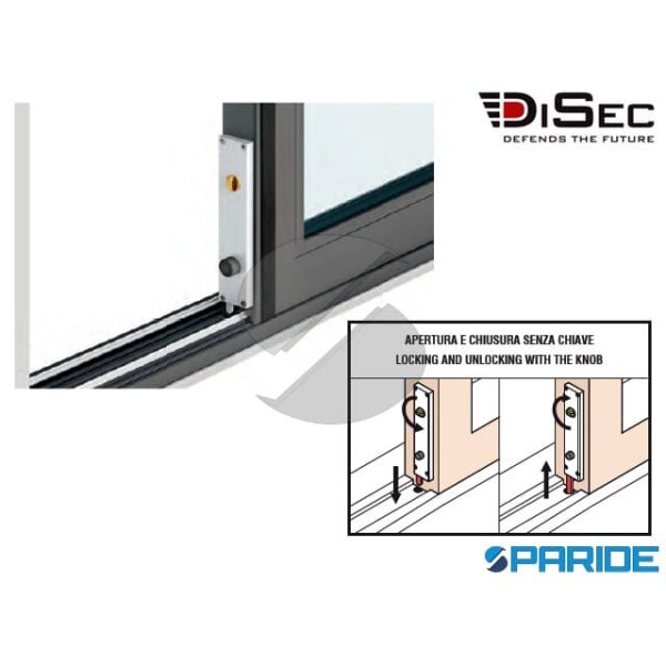 BLOCCO PORTE SCORREVOLI KTN500FN DISEC IN ALLUMINIO NERO