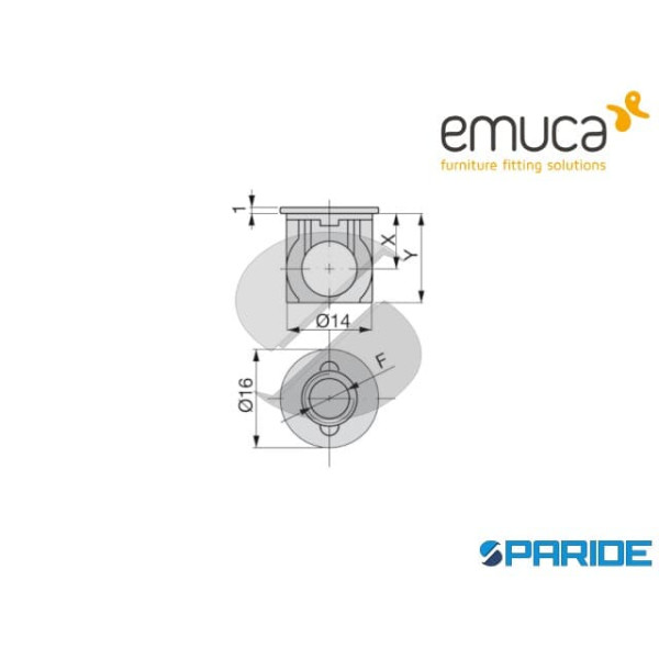 BOCCOLA ZAMA 4417005 D 14 M8 ZINCATA PER MOBILI EMUCA
