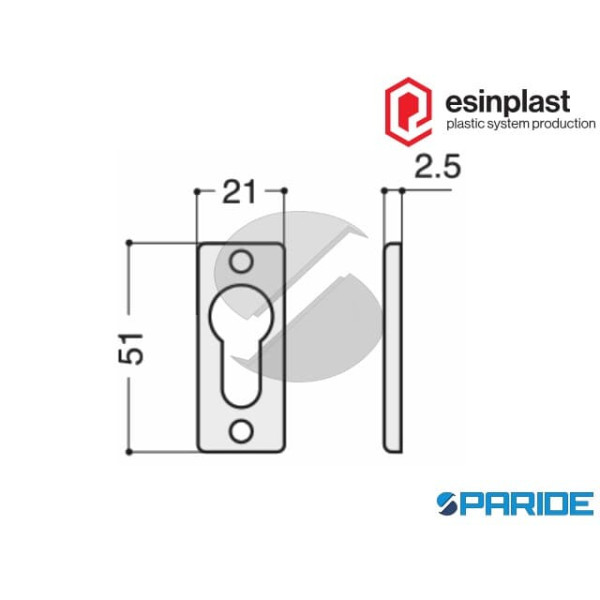 BORCHIA SOTTILE 51X21 MM FORO YALE ESINPLAST IN POLIAMMIDE
