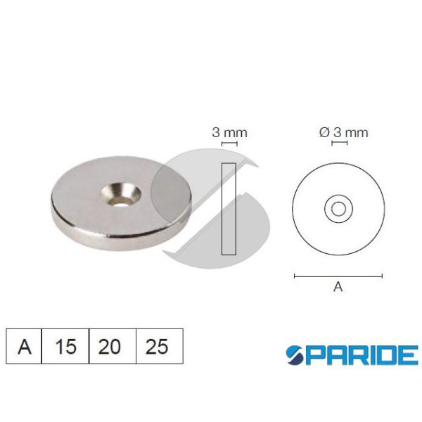 BOTTONE MAGNETICO 15X3 CON FORO SUD VAREC