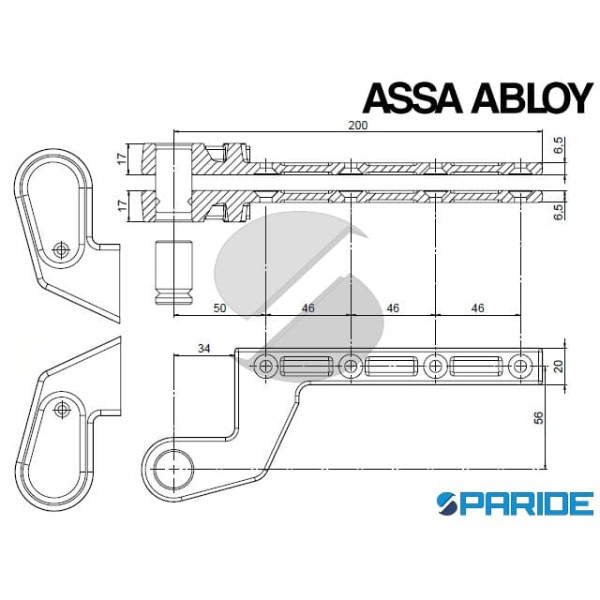 BRACCIO SUPERIORE REVERSIBILE AC384 ASSA ABLOY ZINCATO PER CHIUDIPORTA