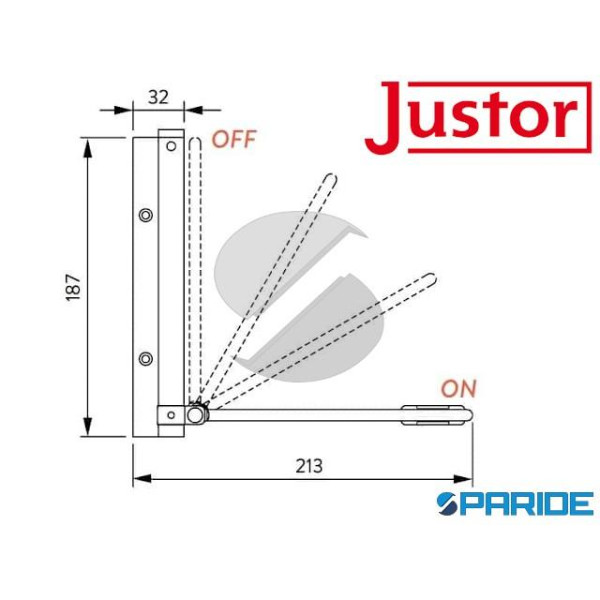 BRACCETTO A MOLLA CHIUDIPORTA MB ARGENTO 5613 01 JUSTOR IN ALLUMINIO PORTATA 40 KG