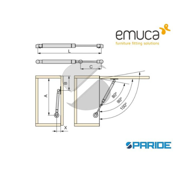 BRACCETTO PER PORTA ELEVABILE L 243 MM 8 KG 1259525 EMUCA