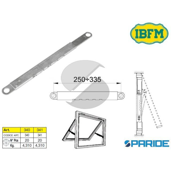 BRACCIO A SCATTI 340 PER FINESTRA SPORGERE REGOLABILE IBFM