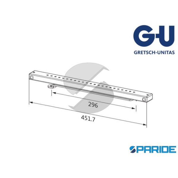BRACCIO A SLITTA FERMO ARRESTO K-17183-01-0-1 ARGENTO G-U REGOLABILE CHIUDIPORTA OTS