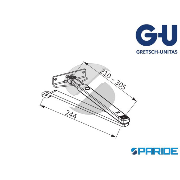 BRACCIO A V SENZA ARRESTO K-16571-00-0-5 GU TESTA DI MORO PER CHIUDIPORTA