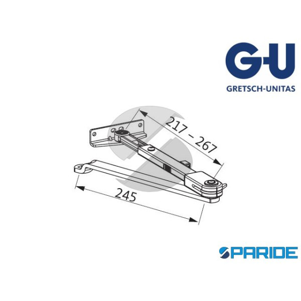 BRACCIO CON FERMO DI ARRESTO K-17456-00-0-1 ARGENTO G-U REGOLABILE PER CHIUDIPORTA