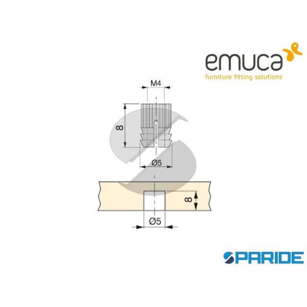 BUSSOLA OTTONE ZIGRINATA 5,2X8 MM 9003302 EMUCA