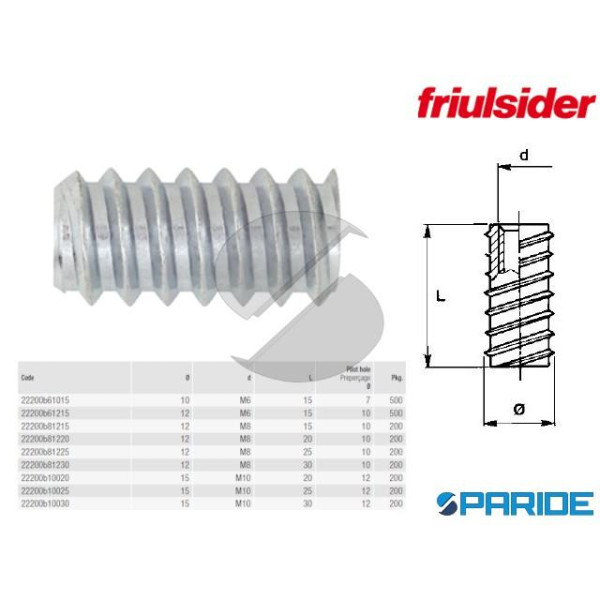 BUSSOLA ZINCATA M8X12X25 FRIULSIDER 22200B81225