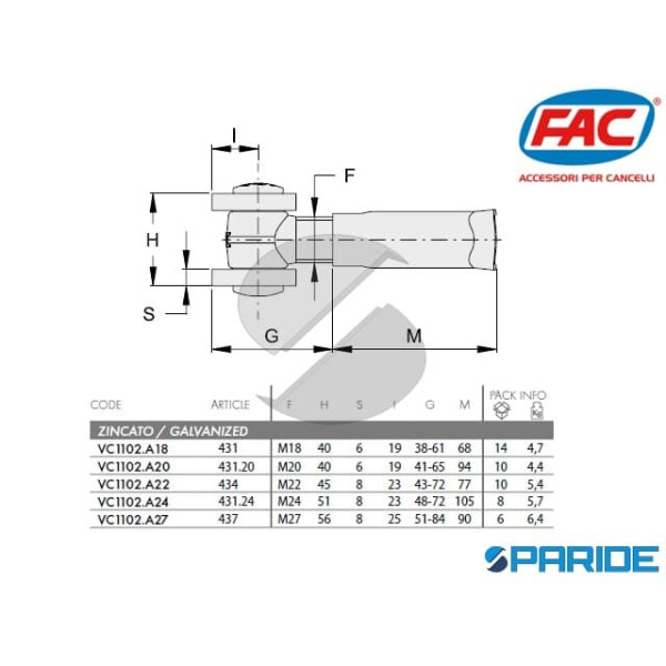 CARDINE A MURO A SALDARE REGOLABILE 431 FAC VC1102A18