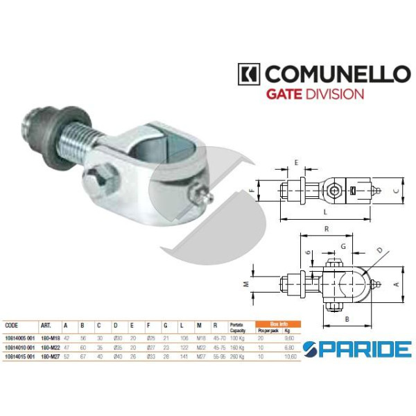 CARDINE A SALDARE 180-M22 ZINCATO COMUNELLO CON IN...