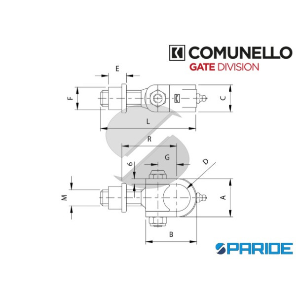 CARDINE A SALDARE 180-M22 ZINCATO COMUNELLO CON INGRASSATORE