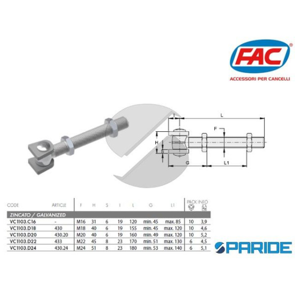 CARDINE A SALDARE CON BARRA LUNGA 430 FAC VC1103D1...