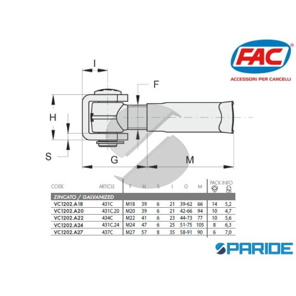 CARDINE A SALDARE CON CAVALLOTTO 432C FAC VC1201A18
