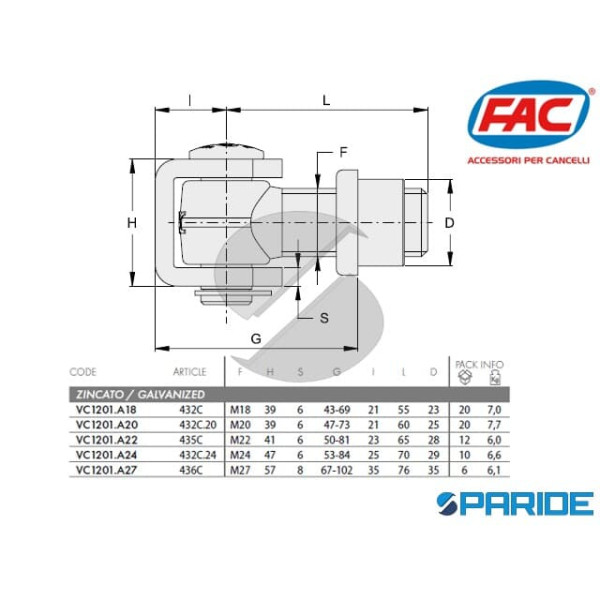 CARDINE A SALDARE CON CAVALLOTTO 432C24 FAC VC1201A24