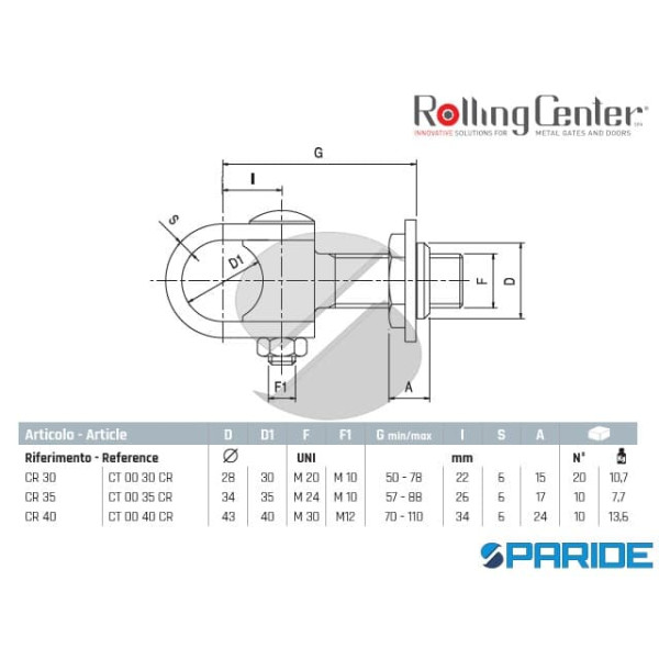 CARDINE A SALDARE CR30 REGISTRABILE FERRO BATTUTO ROLLING CENTER