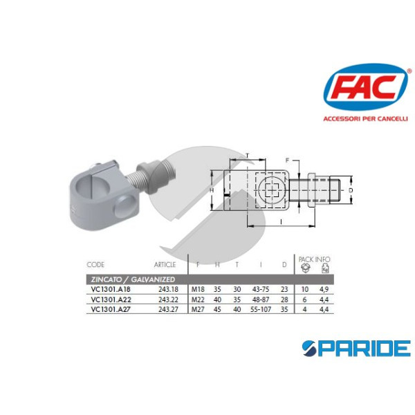 CARDINE A SALDARE M22 CON BOCCOLA VC1301A22 FAC