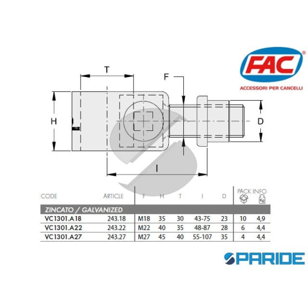 CARDINE A SALDARE M22 CON BOCCOLA VC1301A22 FAC