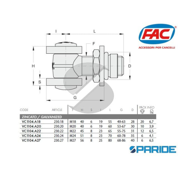 CARDINE A SALDARE REGOLABILE 23018 FAC VC1104A18