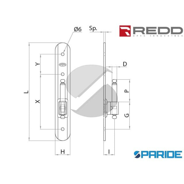 CARDINE FISSO L 200 MM D12 I 24 700 REDD ROTONDO RIGATO H30 NERO